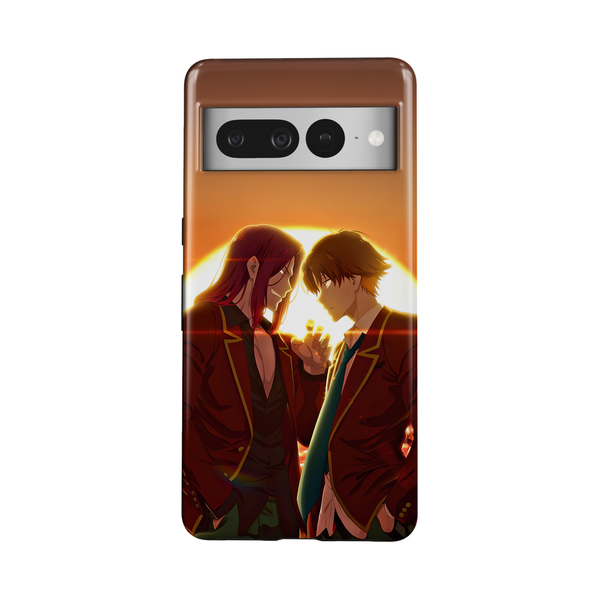 Google Pixel 7 Pro | Sunset | Kiyotaka Ayanokoji x Kakeru Ryuen phone case, front view.