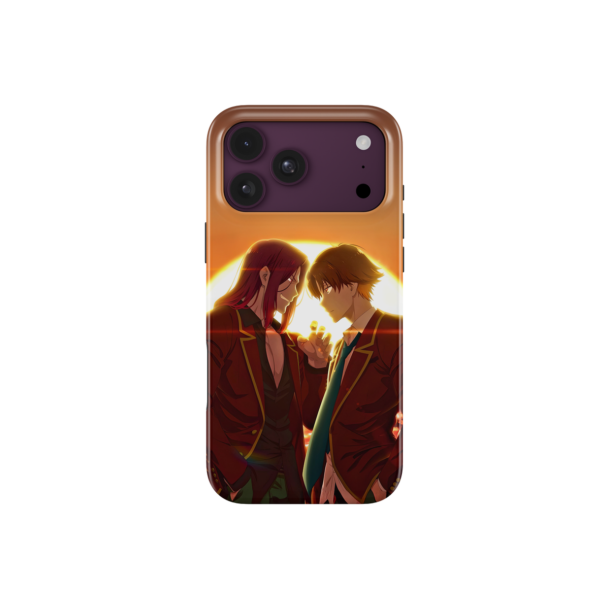 iPhone 18 Pro | Sunset | Kiyotaka Ayanokoji x Kakeru Ryuen phone case, front view.