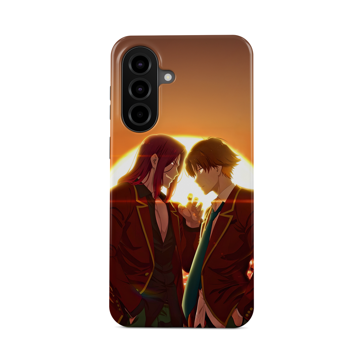 Samsung Galaxy A57 | Sunset | Kiyotaka Ayanokoji x Kakeru Ryuen phone case, front view.