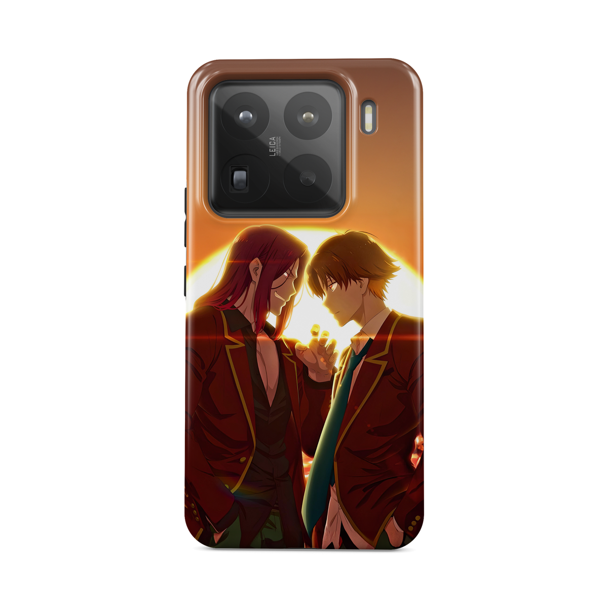Xiaomi 15 Pro | Sunset | Kiyotaka Ayanokoji x Kakeru Ryuen phone case, front view.