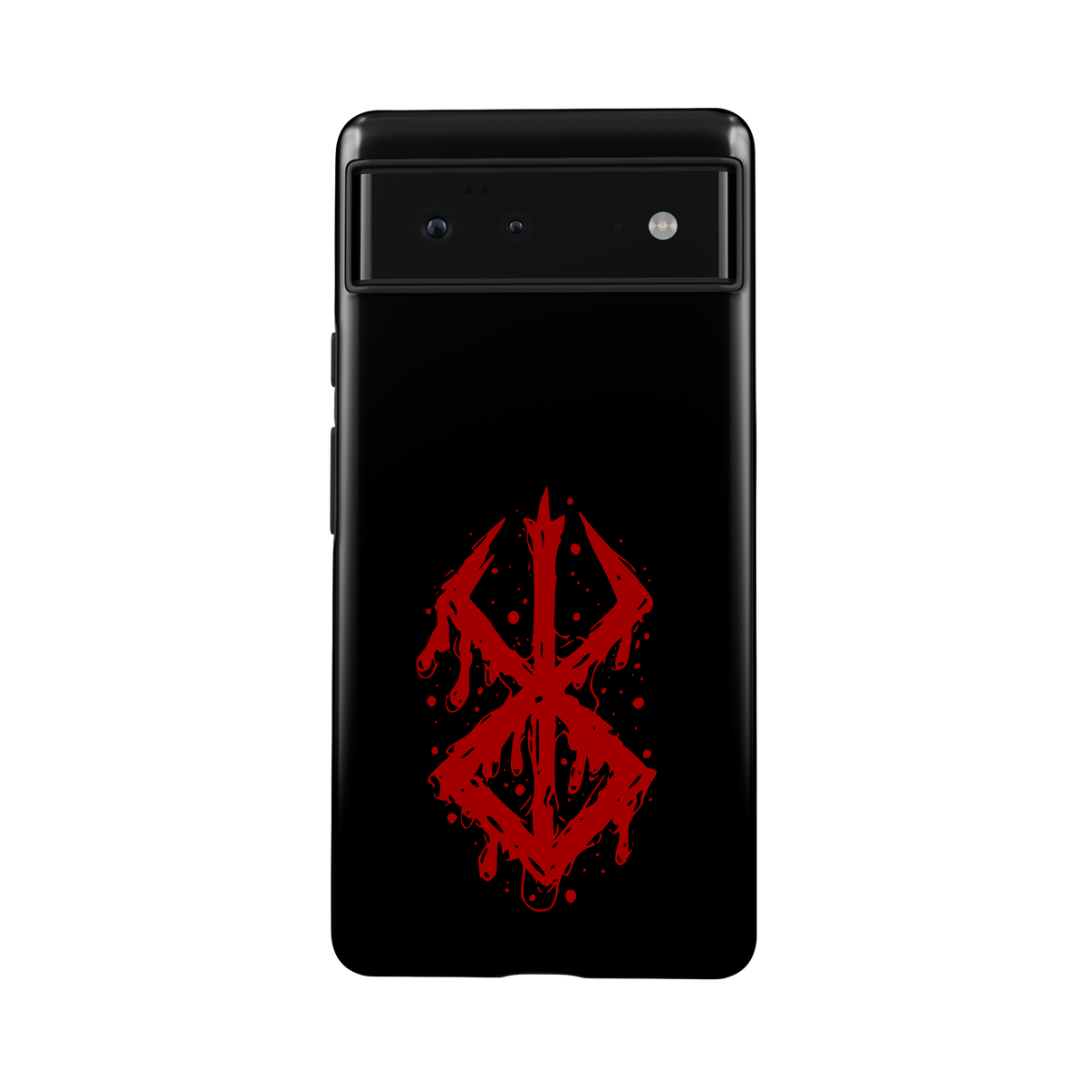 Google Pixel 6a | Brand of Sacrifice: Blood Splatter phone case, front view.