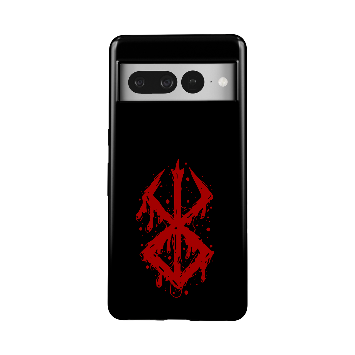 Google Pixel 7 Pro | Brand of Sacrifice: Blood Splatter phone case, front view.