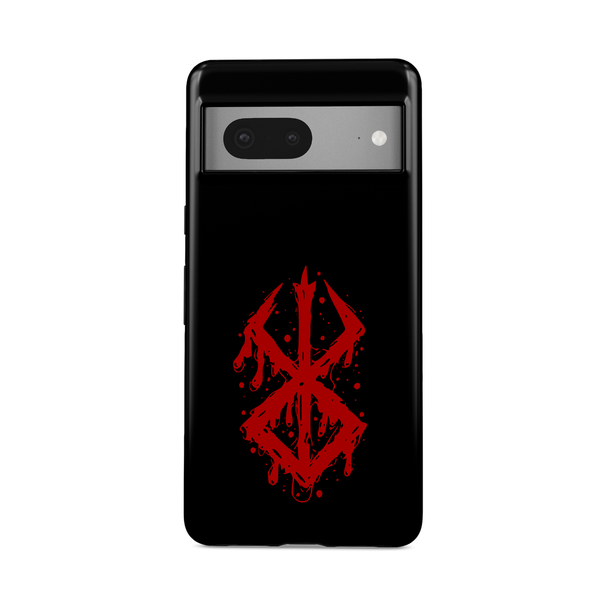 Google Pixel 7a | Brand of Sacrifice: Blood Splatter phone case, front view.