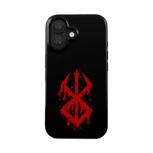 iPhone 16 | Brand of Sacrifice: Blood Splatter phone case, front view.