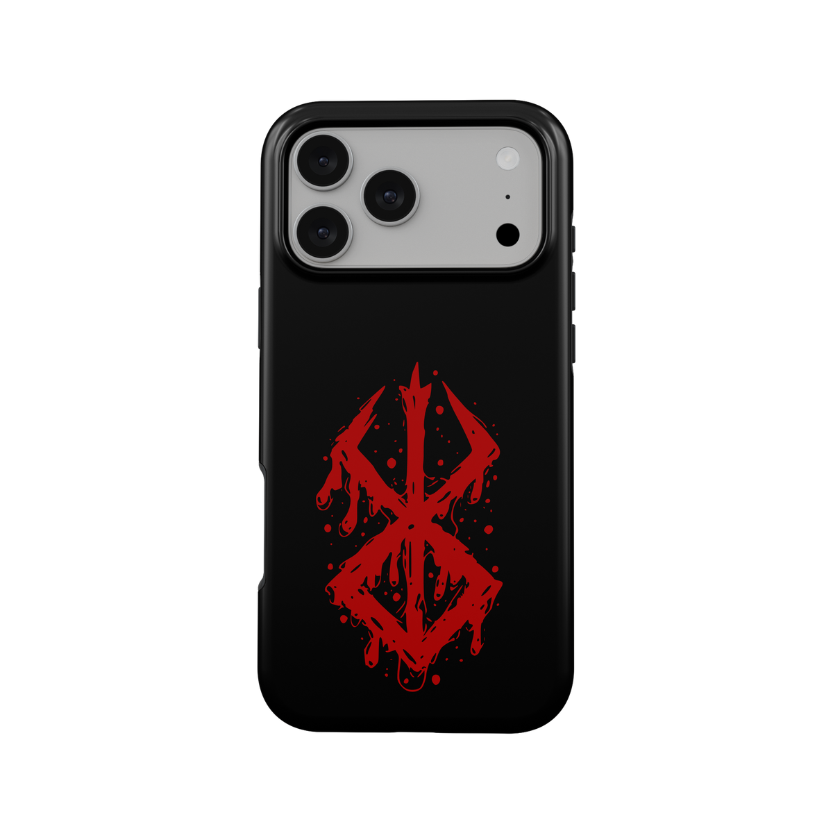 iPhone 17 Pro Max | Brand of Sacrifice: Blood Splatter phone case, front view.