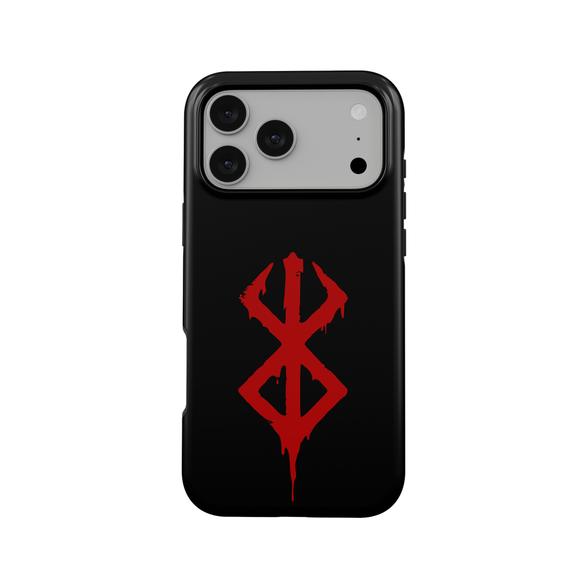 iPhone 17 Pro Max · Marca del Sacrificio: Sangrienta · Diseño de la funda y acabado brillante