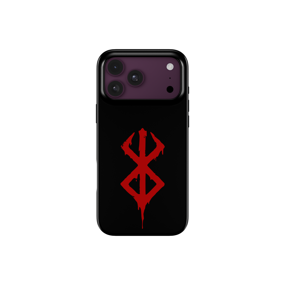 iPhone 18 Pro Max | Brand of Sacrifice: Bloody phone case, front view.