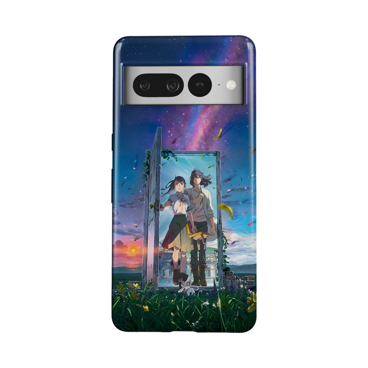 Google Pixel 7 Pro | Crossing the Door | Suzume x Sota phone case, front view.