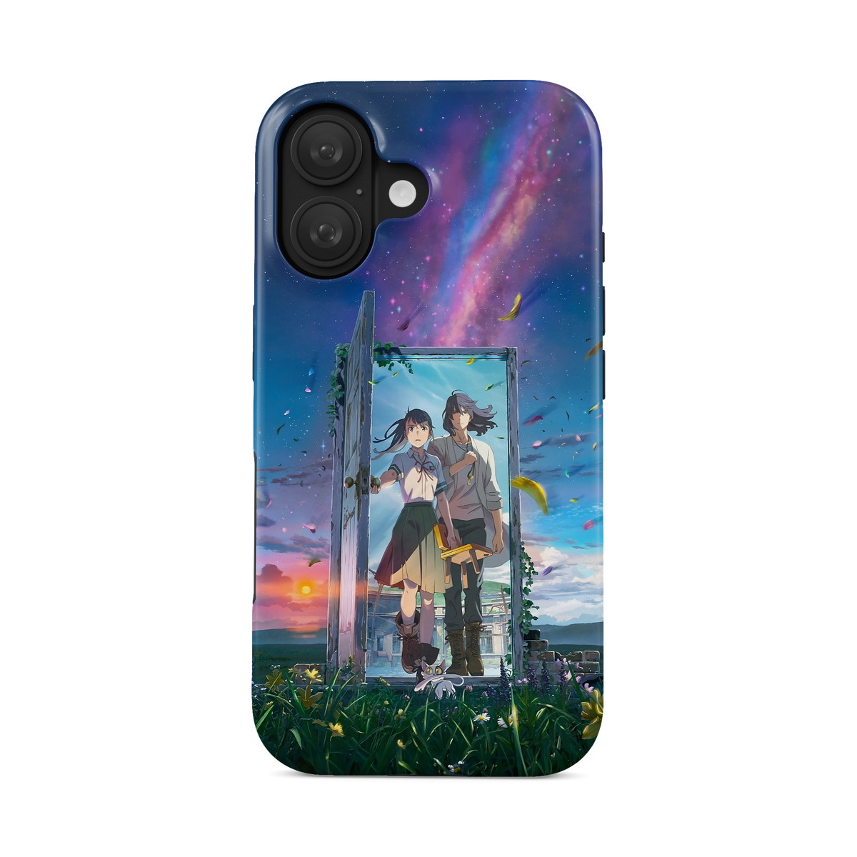 iPhone 16 | Crossing the Door | Suzume x Sota phone case, front view.