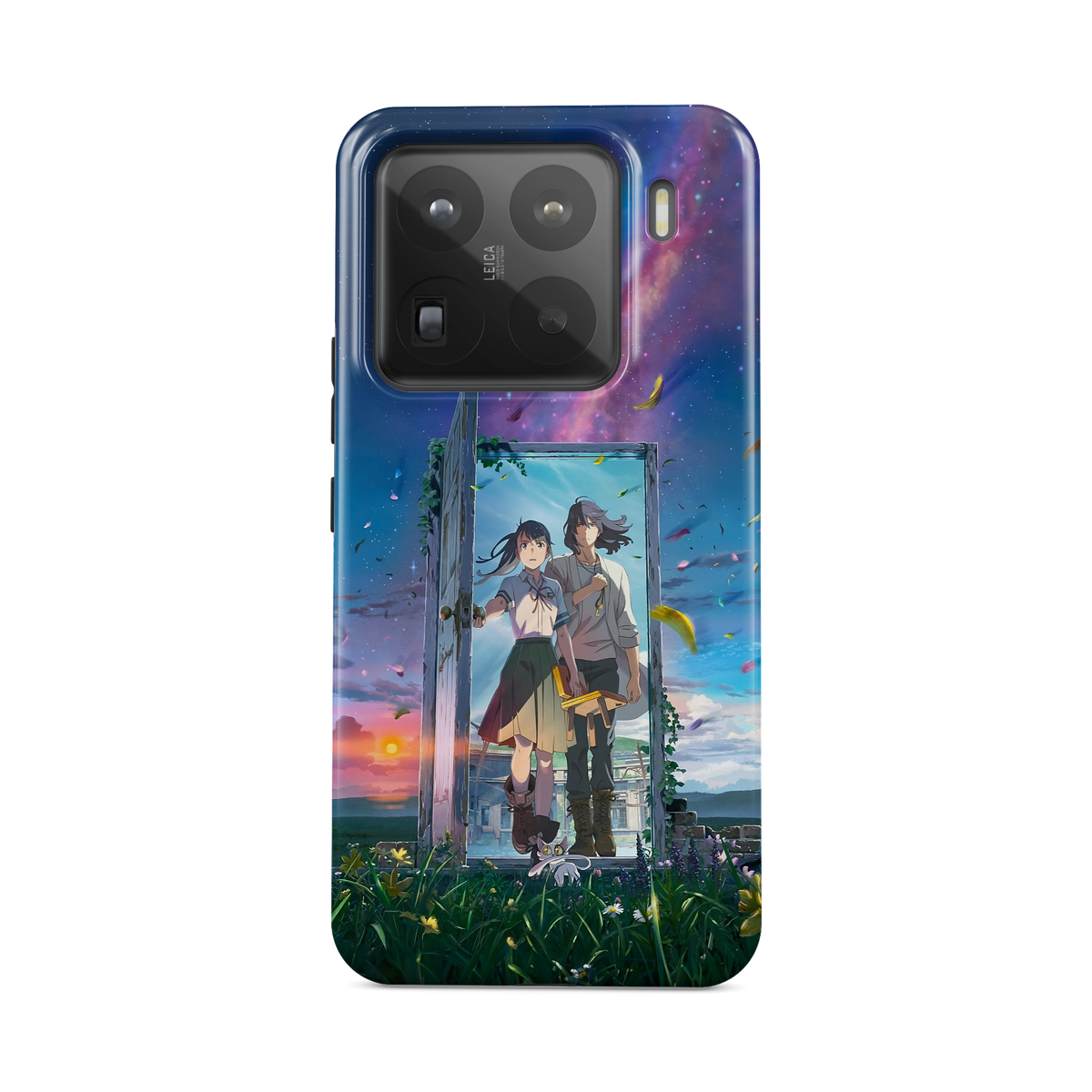 Xiaomi 15 Pro | Crossing the Door | Suzume x Sota phone case, front view.