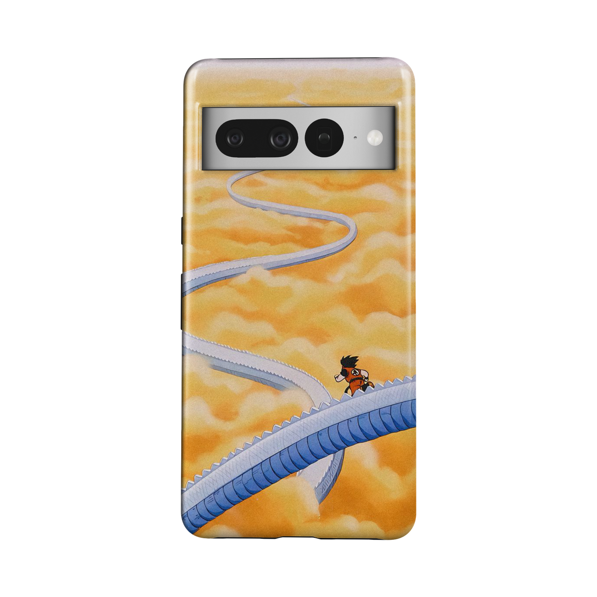 Google Pixel 7 Pro | Stairs | Son Goku phone case, front view.