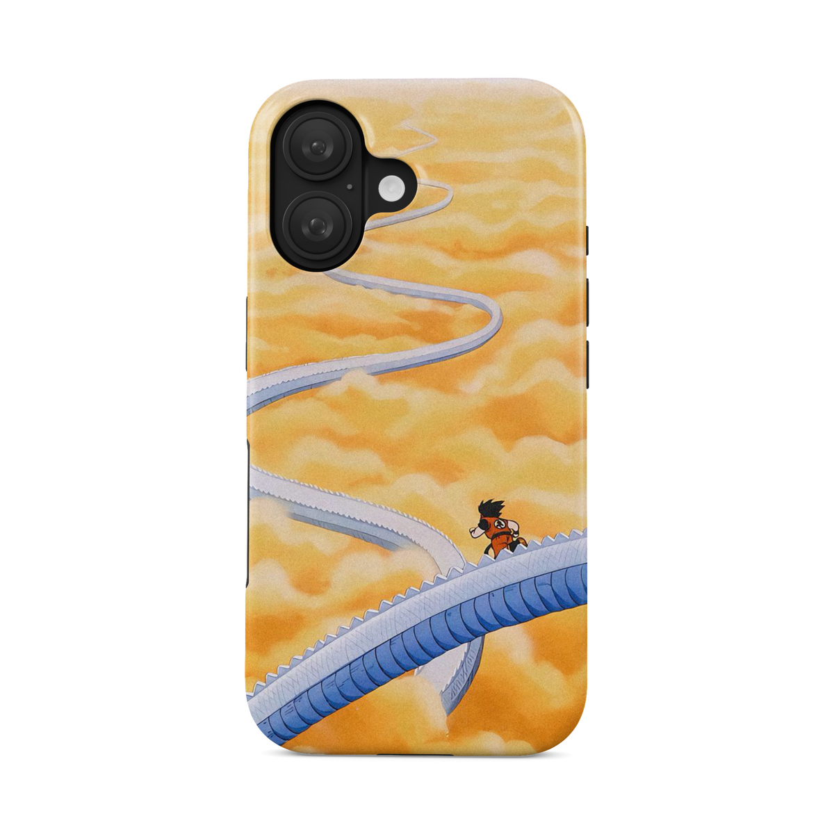 iPhone 16 | Stairs | Son Goku phone case, front view.