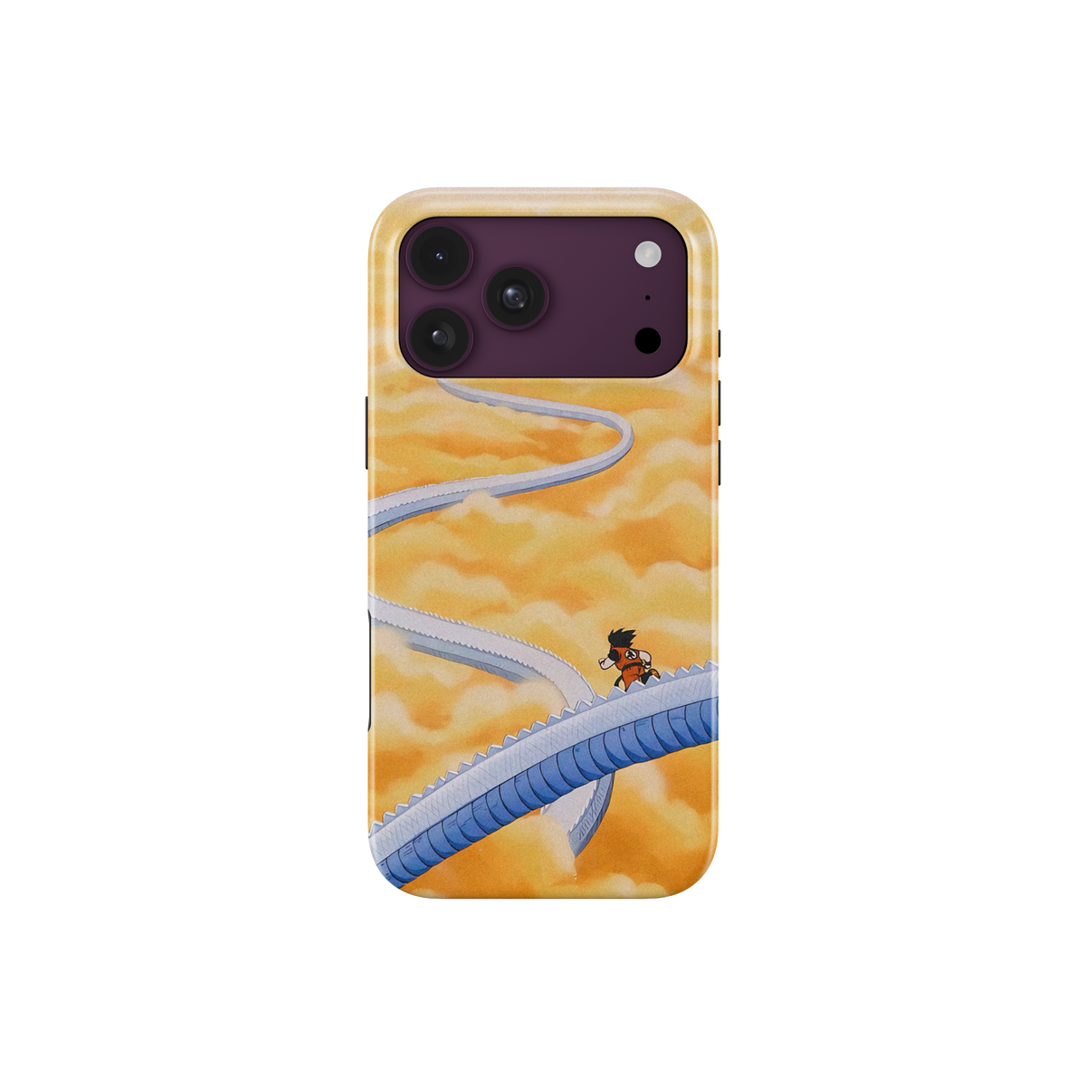 iPhone 18 Pro Max | Stairs | Son Goku phone case, front view.