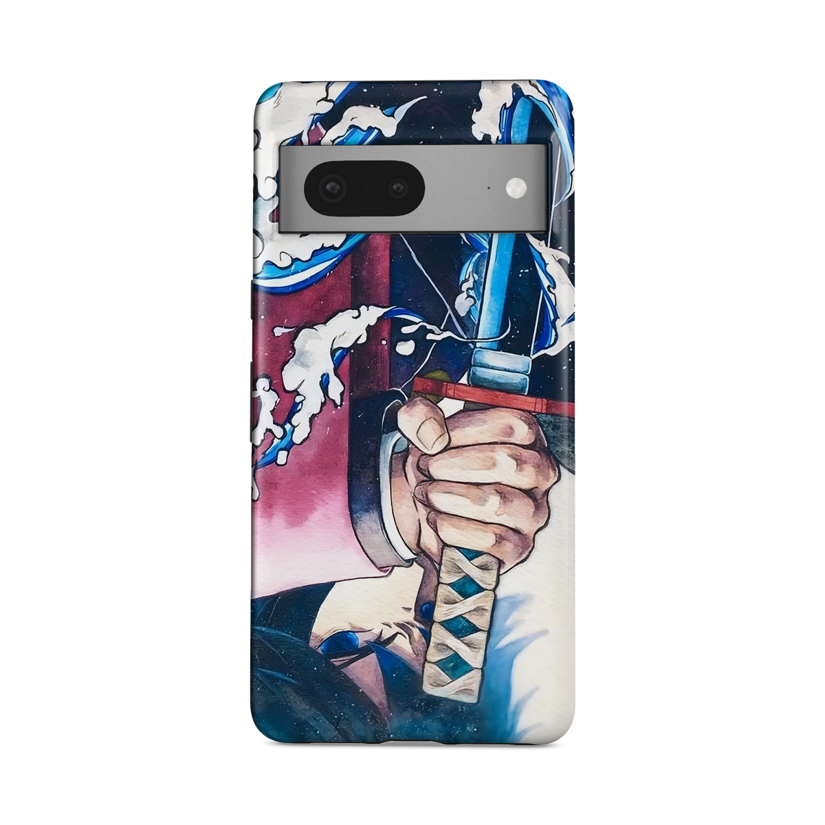 Google Pixel 7A | Inverted Flow | Giyu Tomioka phone case, front view.