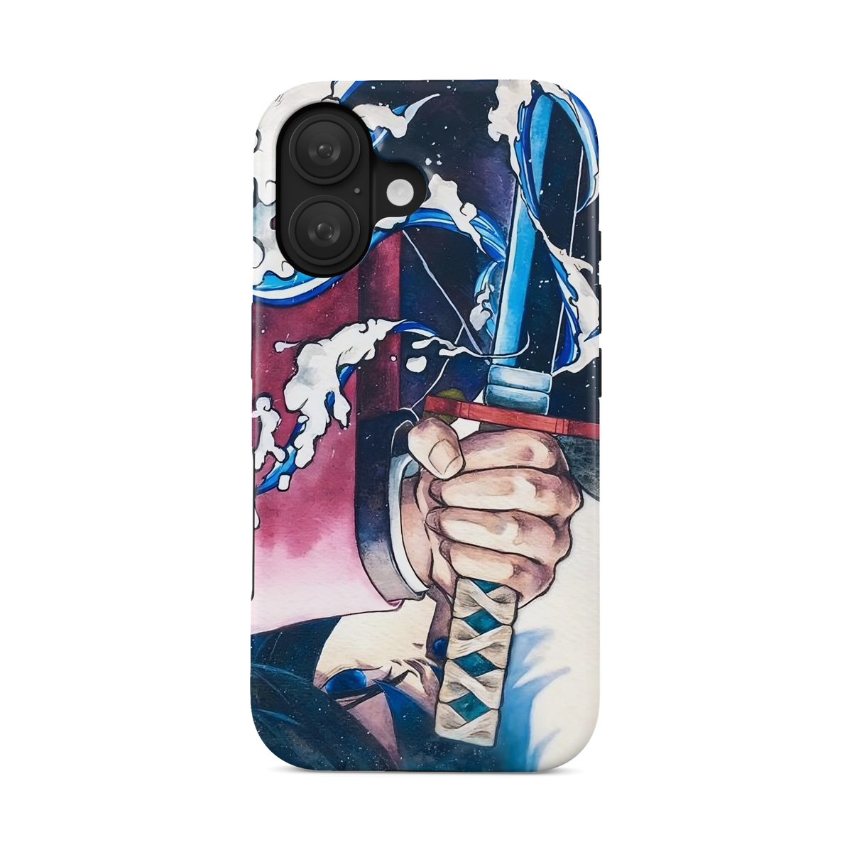 iPhone 16 | Inverted Flow | Giyu Tomioka phone case, front view.