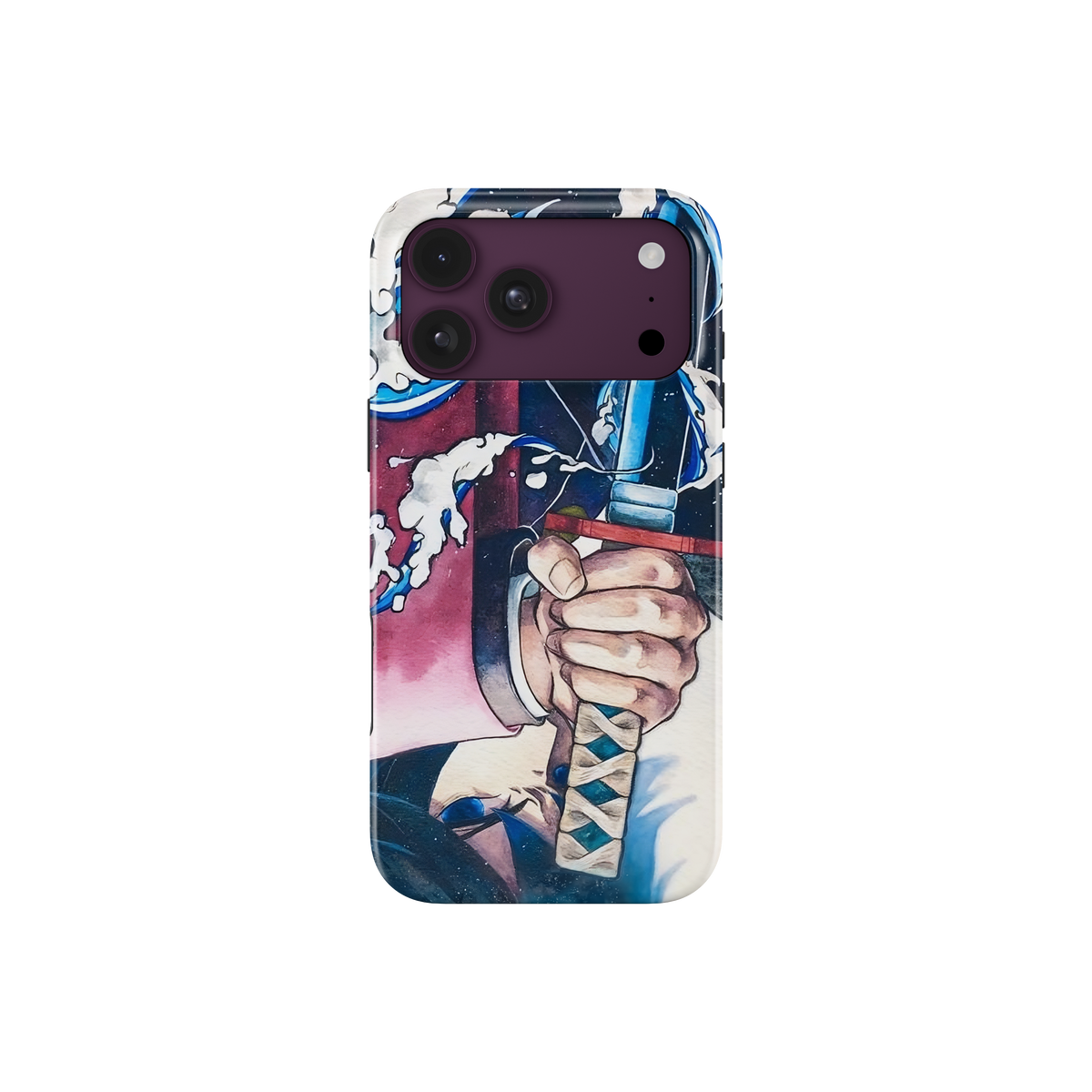 iPhone 18 Pro Max | Inverted Flow | Giyu Tomioka phone case, front view.