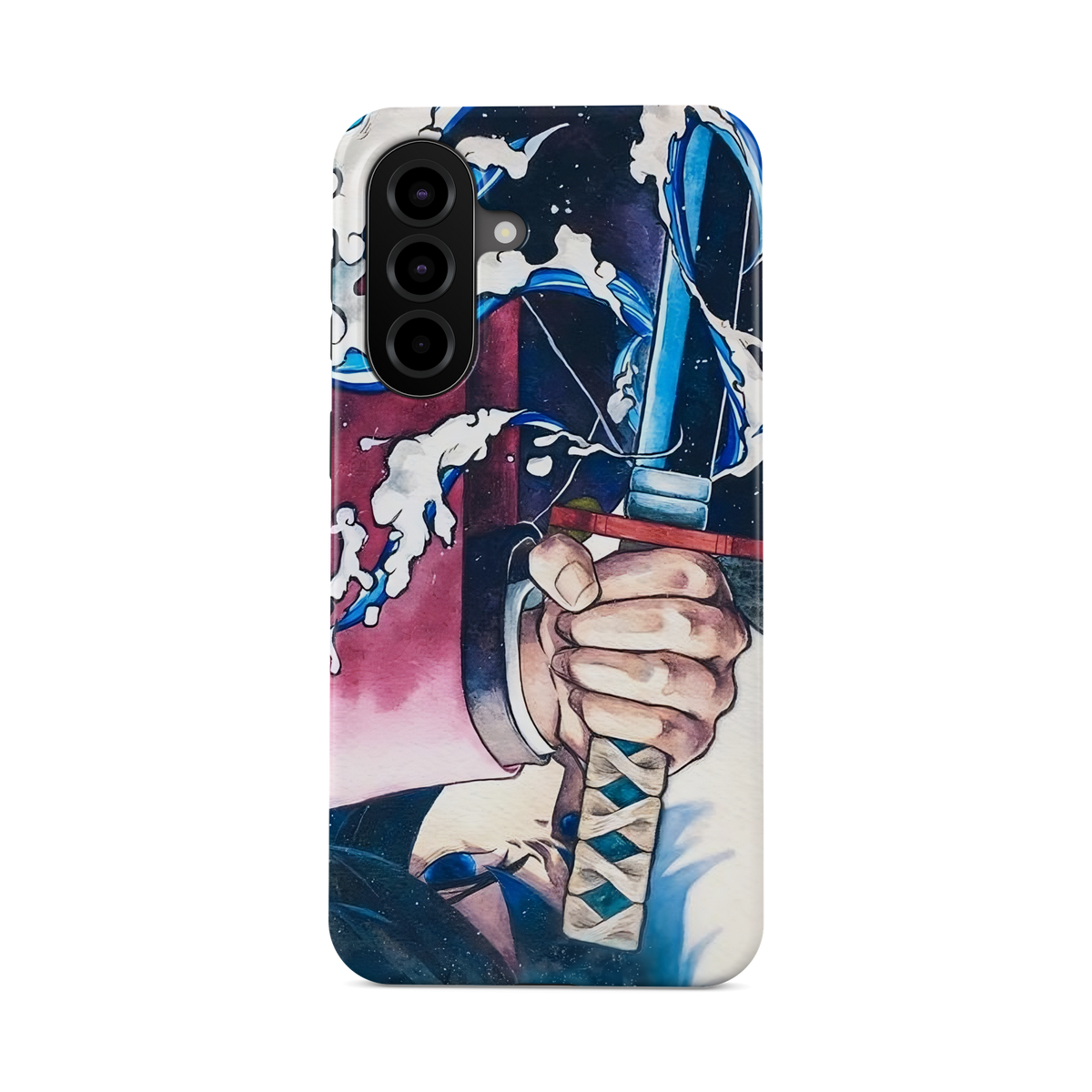 Samsung Galaxy A57 | Inverted Flow | Giyu Tomioka phone case, front view.