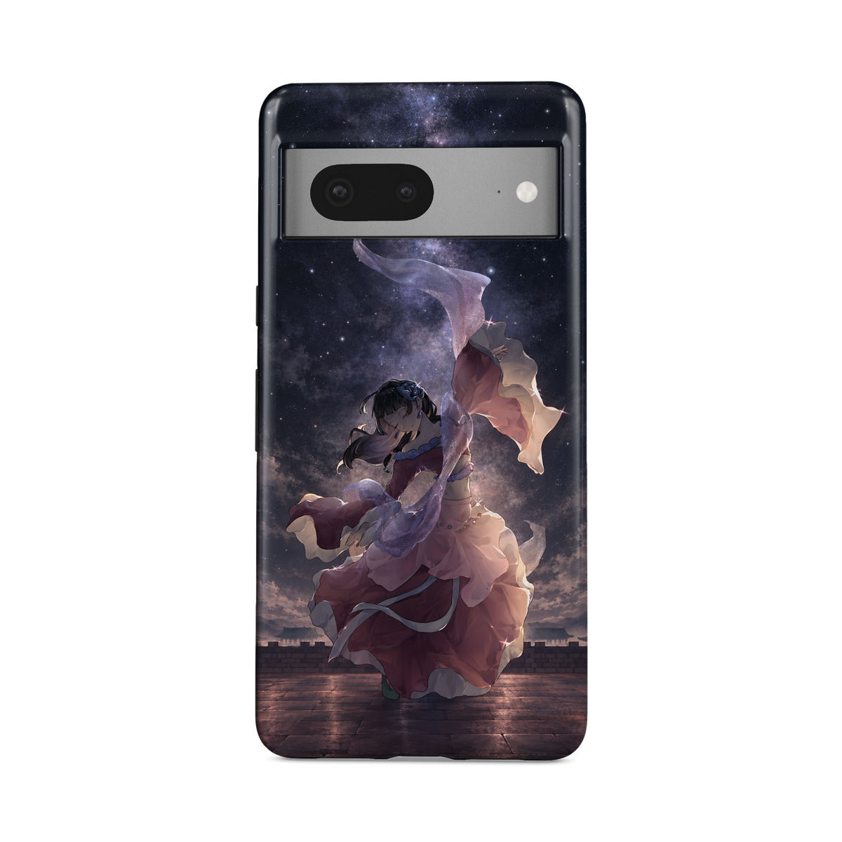 Google Pixel 7a | Dancing Under the Stars | Maomao phone case, front view.