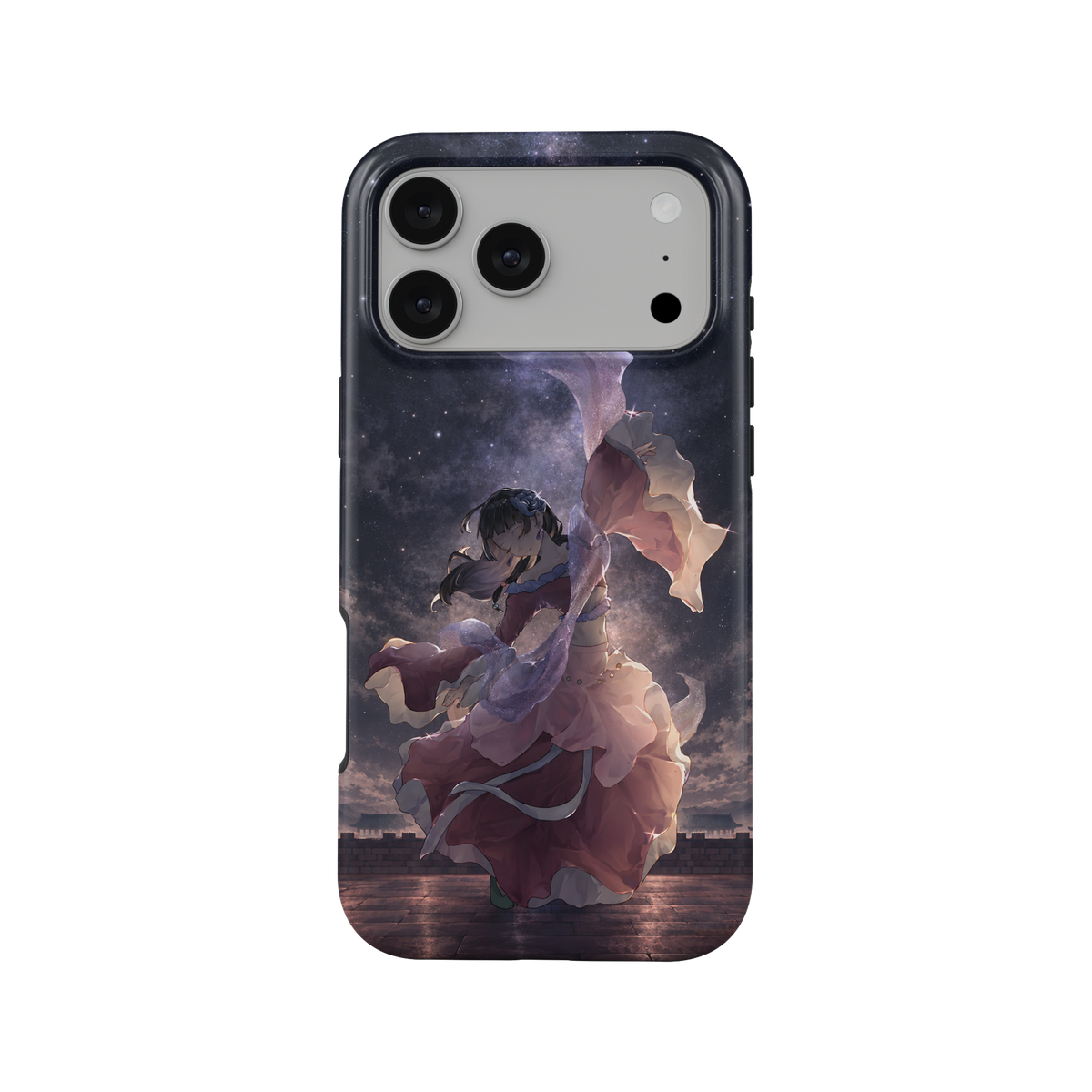 iPhone 17 Pro Max | Dancing Under the Stars | Maomao phone case, front view.