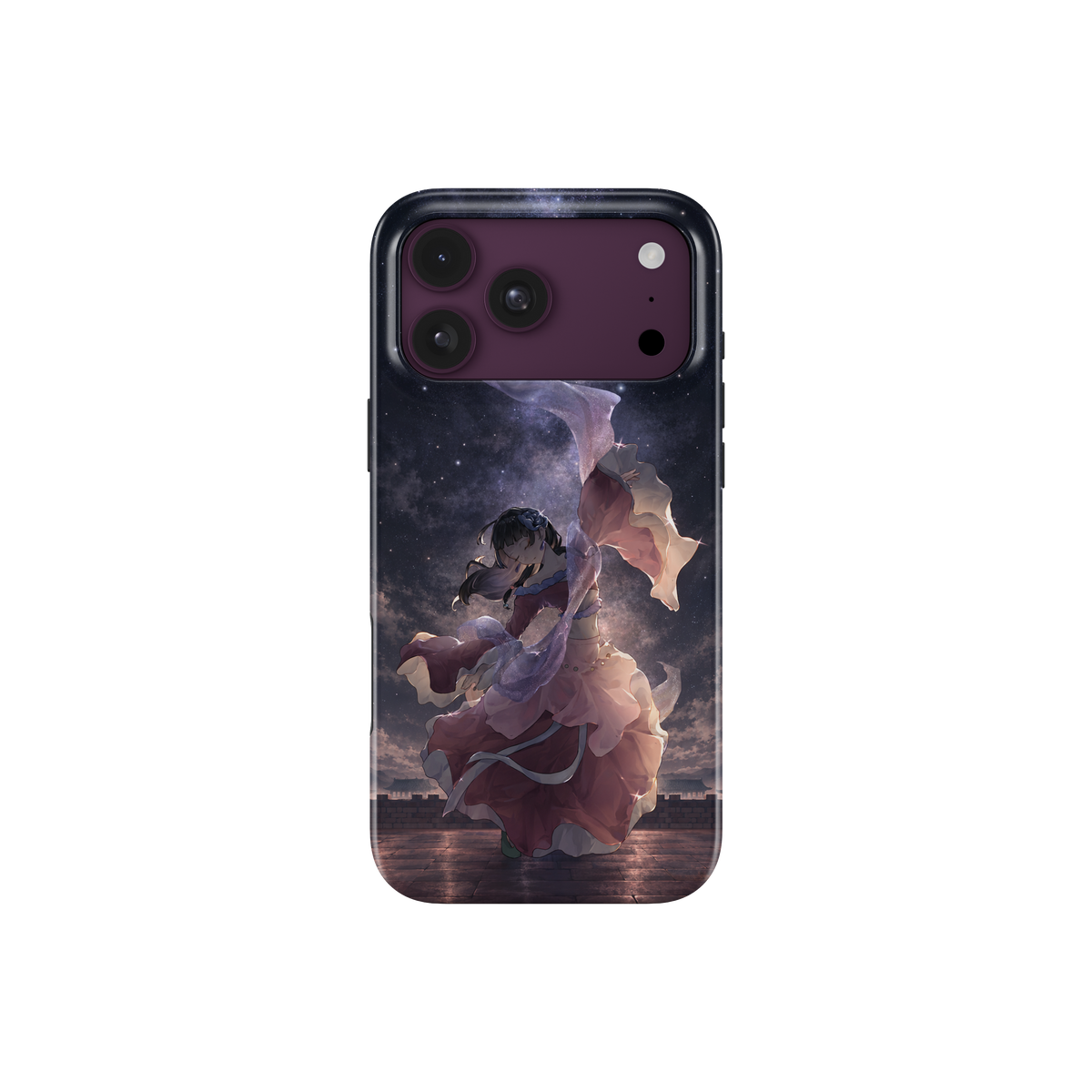 iPhone 18 Pro | Dancing Under the Stars | Maomao phone case, front view.
