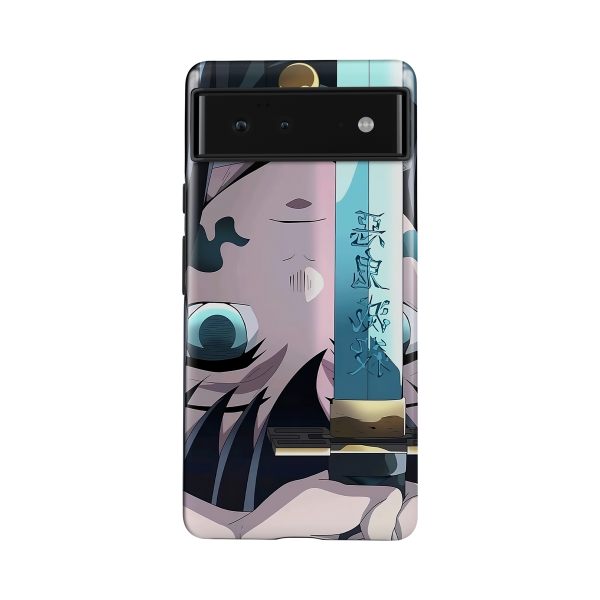 Google Pixel 6A | Inverted Marks | Muichiro Tokito phone case, front view.