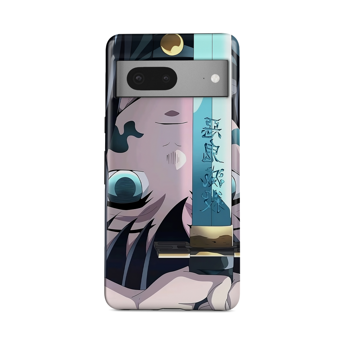 Google Pixel 7A | Inverted Marks | Muichiro Tokito phone case, front view.