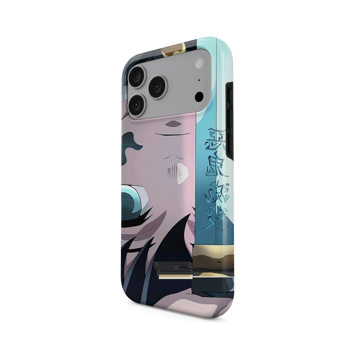 iPhone 17 Pro Max | Inverted Marks | Muichiro Tokito phone case, angled view.