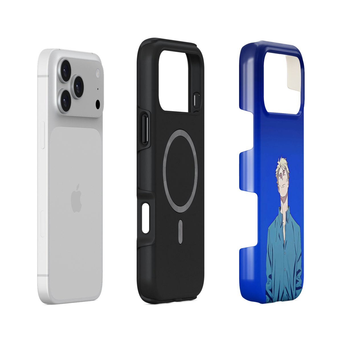iPhone 17 Pro Max · Malasia | Kento Nanami · Vista de la carcasa rígida y el interior flexible separados