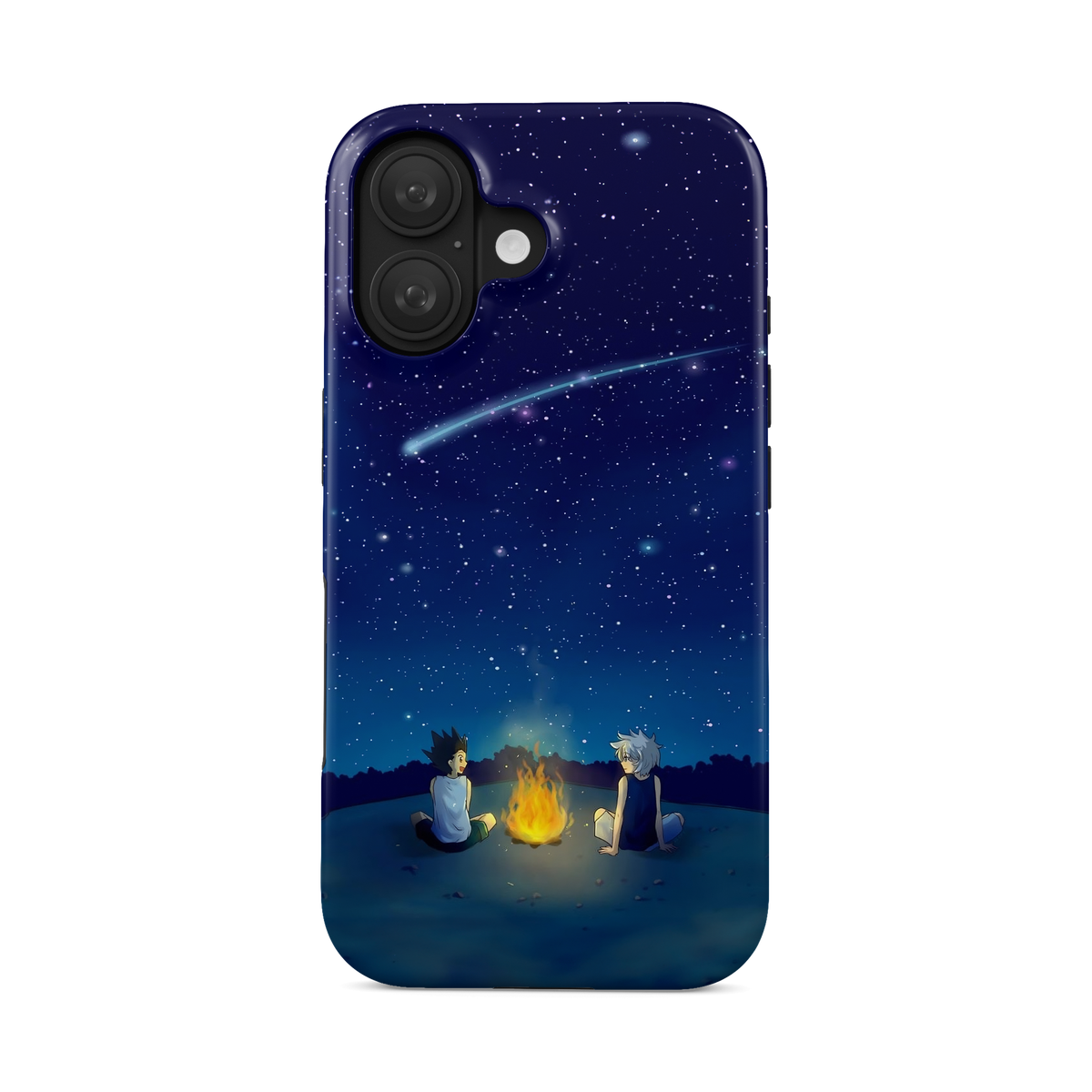 iPhone 16 | Stargazing | Gon Freecss x Killua Zoldyck phone case, front view.