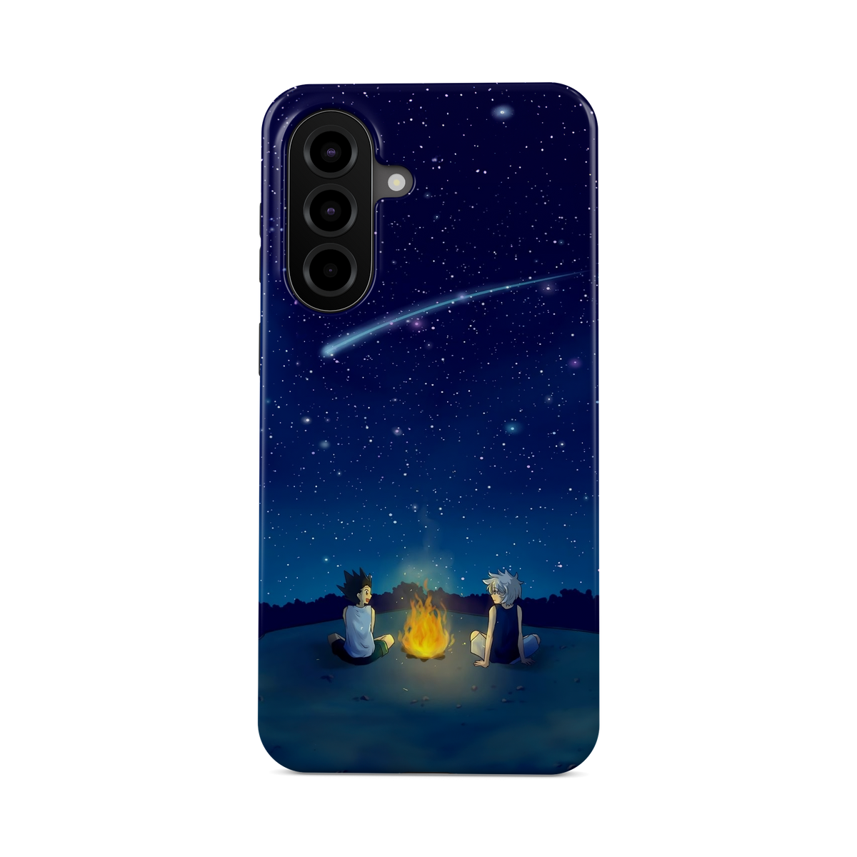 Samsung Galaxy A57 | Stargazing | Gon Freecss x Killua Zoldyck phone case, front view.