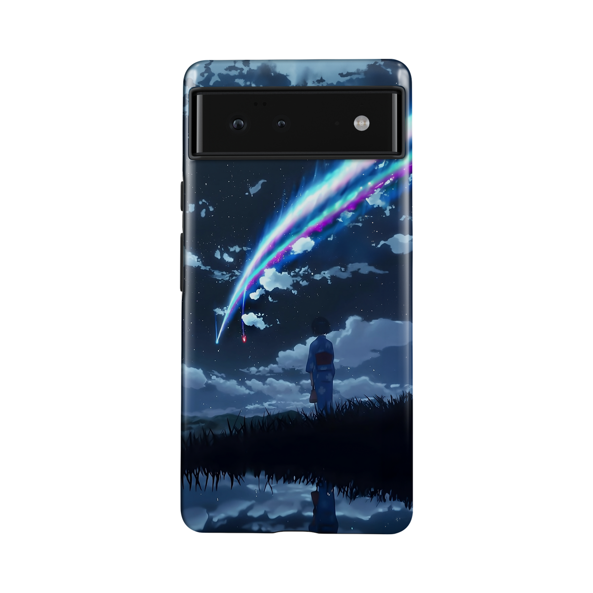 Google Pixel 6A | Stargazing | Mitsuha Miyamizu phone case, front view.