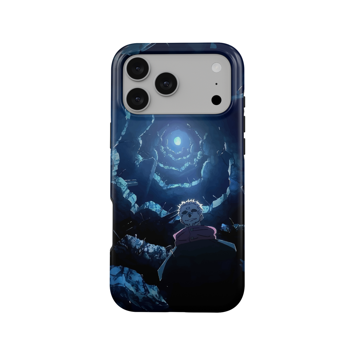 iPhone 17 Pro Max · Bajo la luna | Ryomen Sukuna · Diseño de la funda y acabado brillante