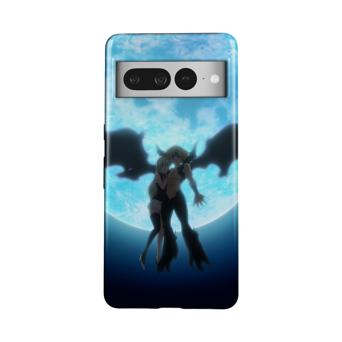 Google Pixel 7 Pro | The Forbidden Moonlight | Meliodas x Elizabeth phone case, front view.