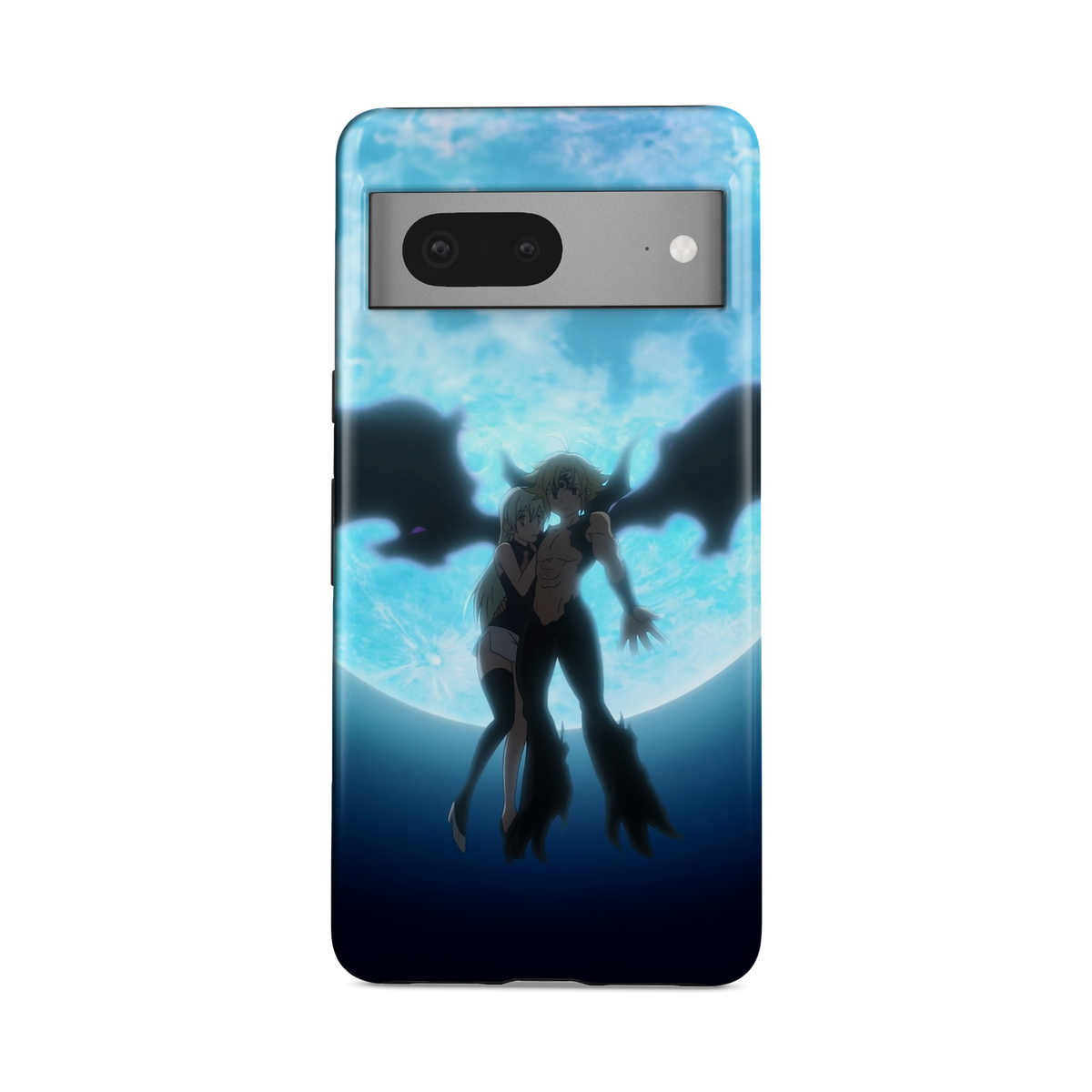 Google Pixel 7a | The Forbidden Moonlight | Meliodas x Elizabeth phone case, front view.