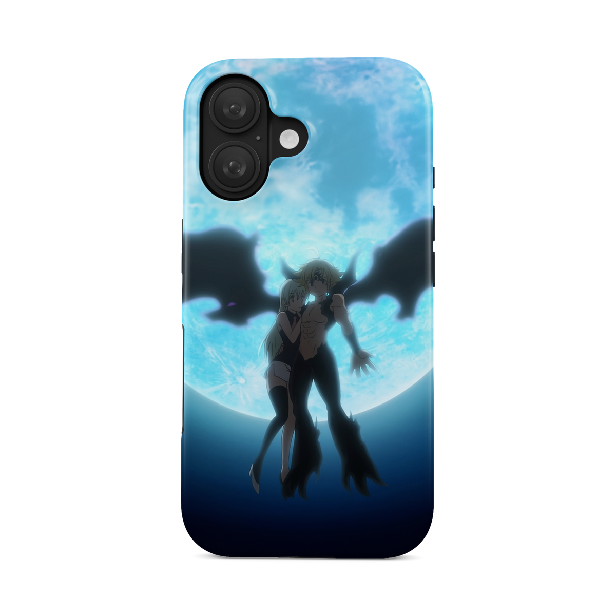 iPhone 16 | The Forbidden Moonlight | Meliodas x Elizabeth phone case, front view.