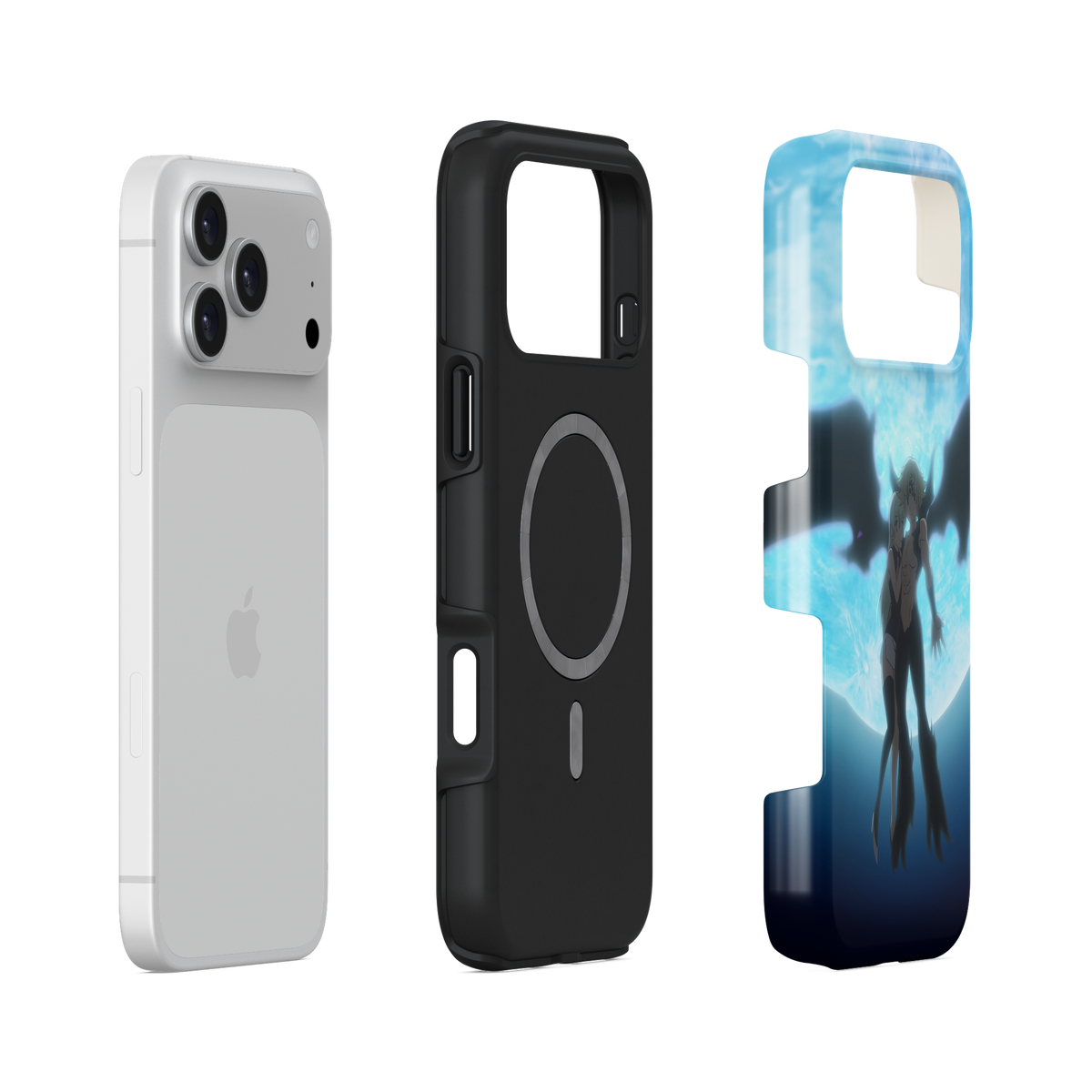 iPhone 17 Pro Max | The Forbidden Moonlight | Meliodas x Elizabeth phone case, exploded view.