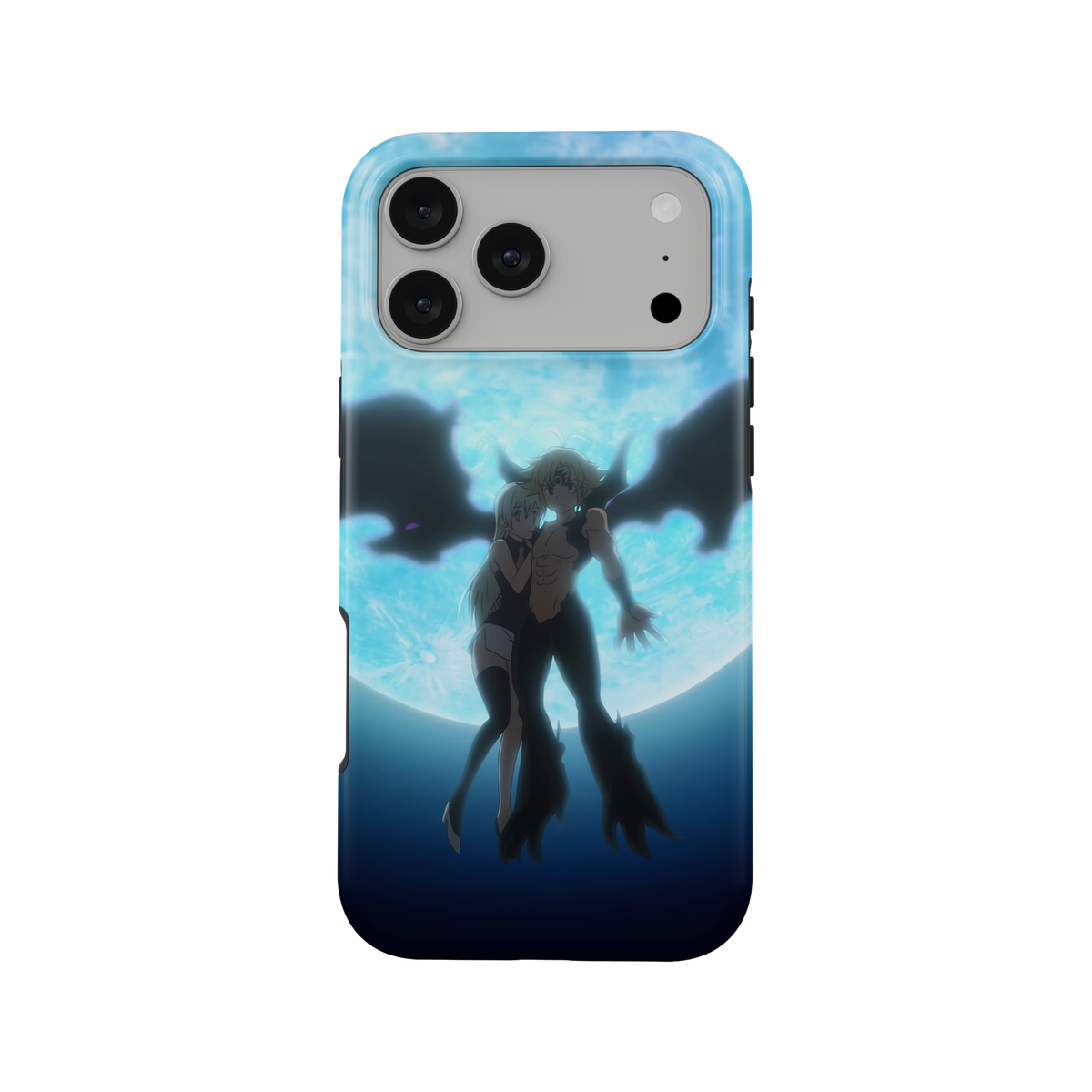 iPhone 17 Pro Max | The Forbidden Moonlight | Meliodas x Elizabeth phone case, front view.