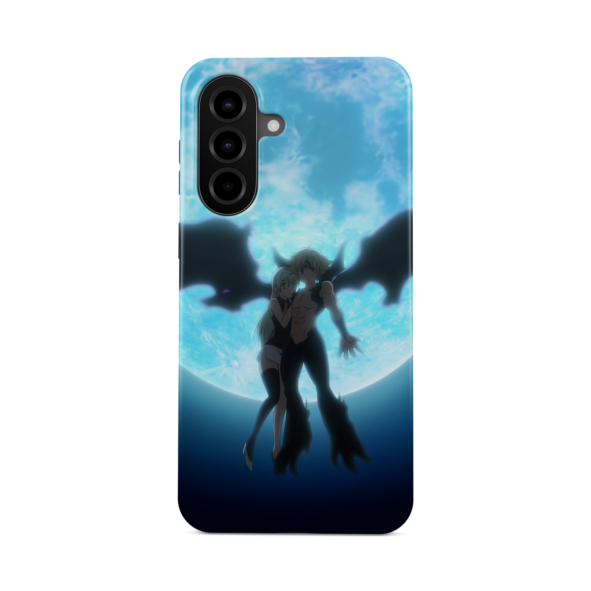 Samsung Galaxy A57 | The Forbidden Moonlight | Meliodas x Elizabeth phone case, front view.