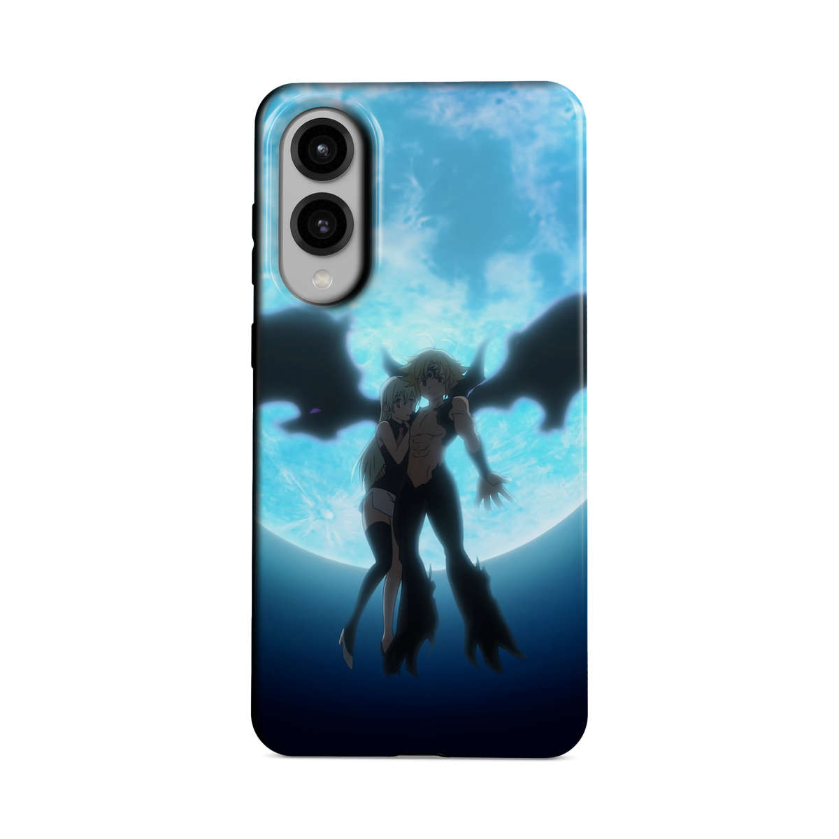 Samsung Galaxy S25 Edge | The Forbidden Moonlight | Meliodas x Elizabeth phone case, front view.
