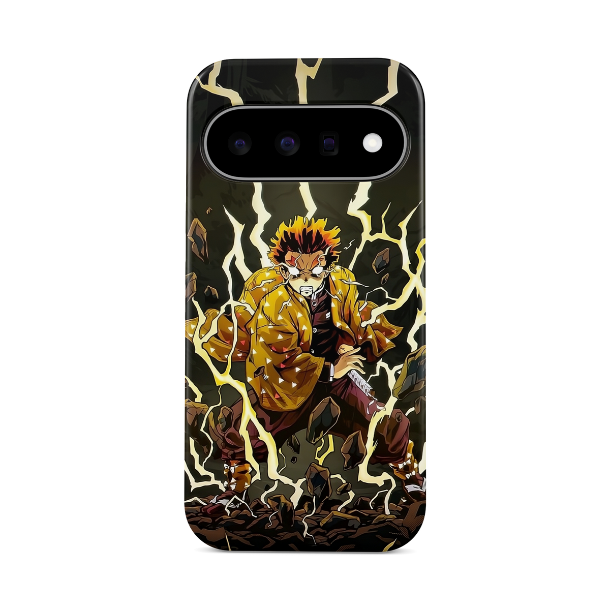 Google Pixel 11 | Electrifying | Zenitsu Agatsuma phone case, front view.