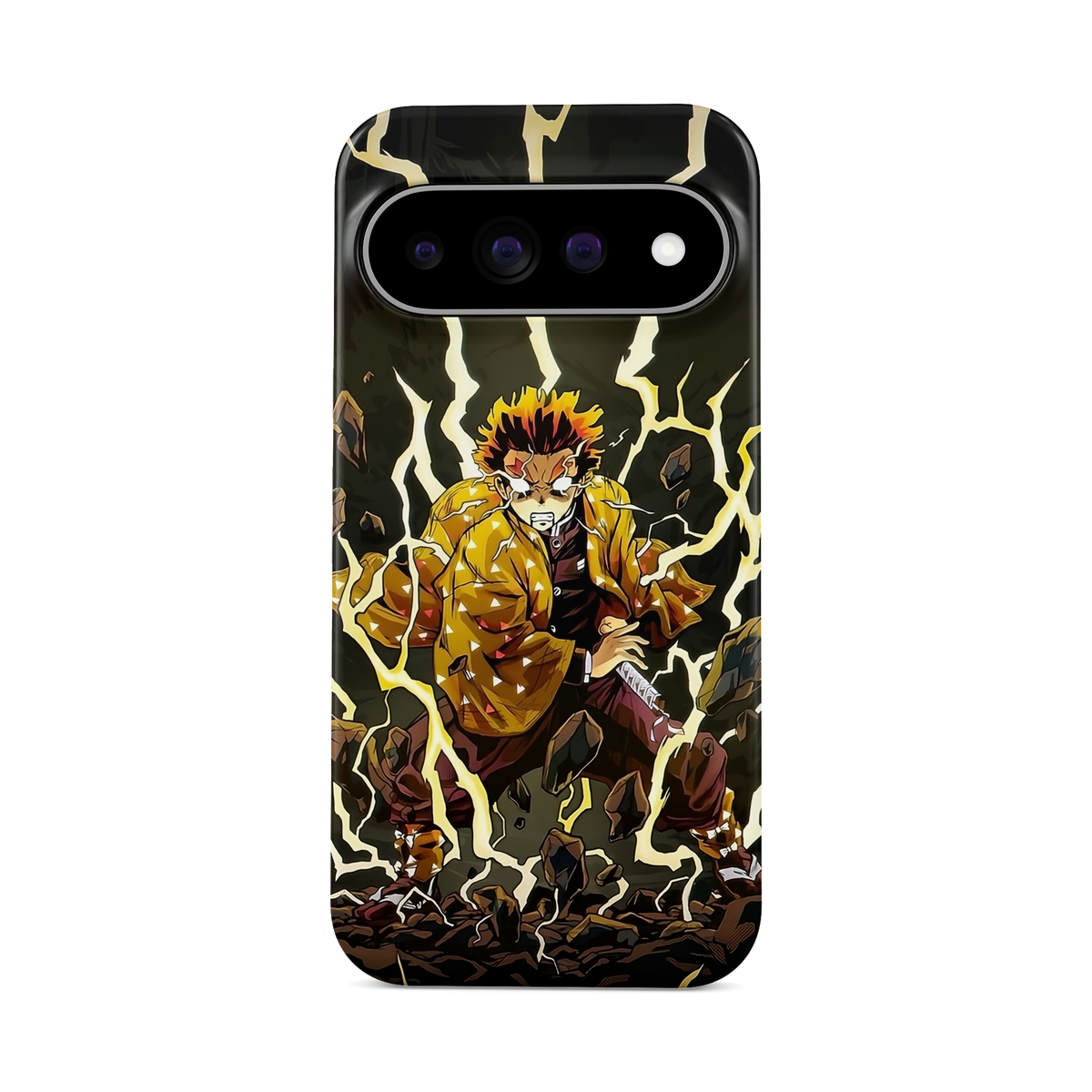 Google Pixel 11 Pro | Electrifying | Zenitsu Agatsuma phone case, front view.