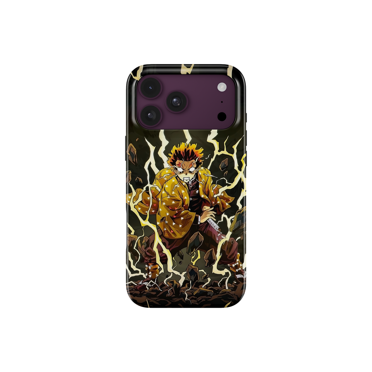iPhone 18 Pro | Electrifying | Zenitsu Agatsuma phone case, front view.