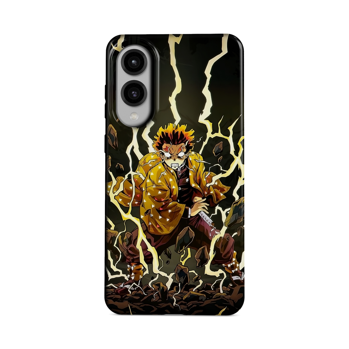 Samsung Galaxy S25 Edge | Electrifying | Zenitsu Agatsuma phone case, front view.