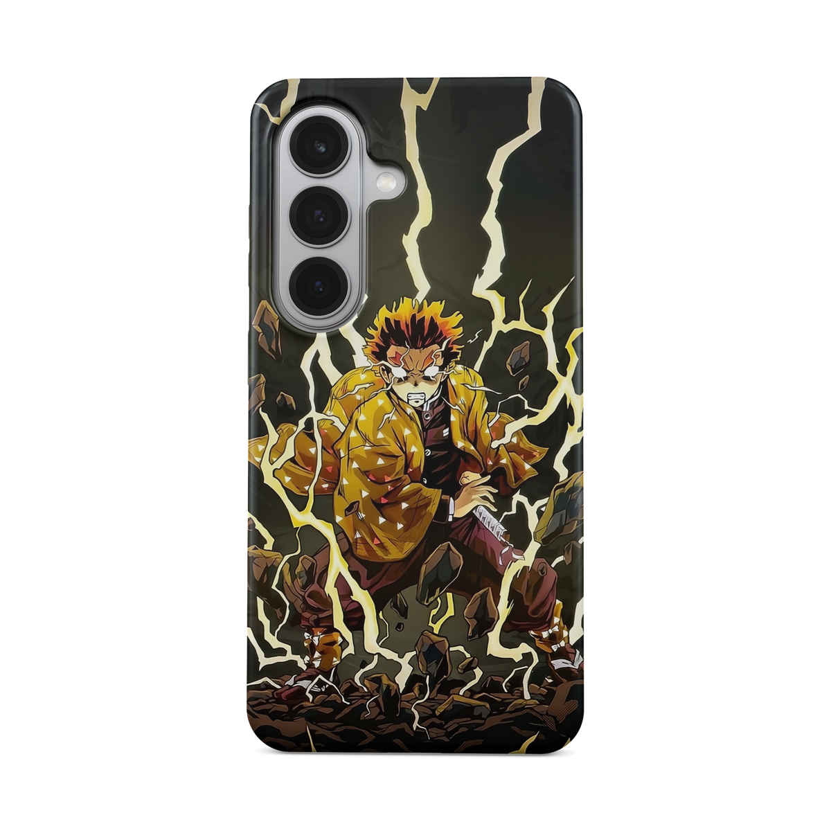 Samsung Galaxy S26 Plus | Electrifying | Zenitsu Agatsuma phone case, front view.