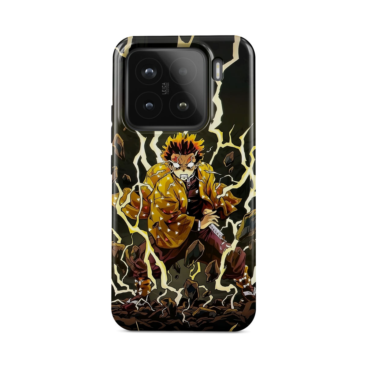 Xiaomi 15 | Electrifying | Zenitsu Agatsuma phone case, front view.