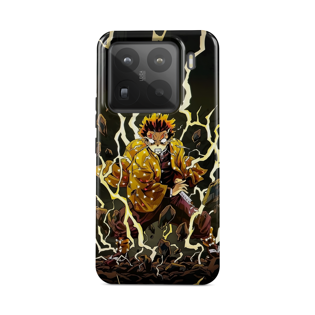 Xiaomi 15 Pro | Electrifying | Zenitsu Agatsuma phone case, front view.