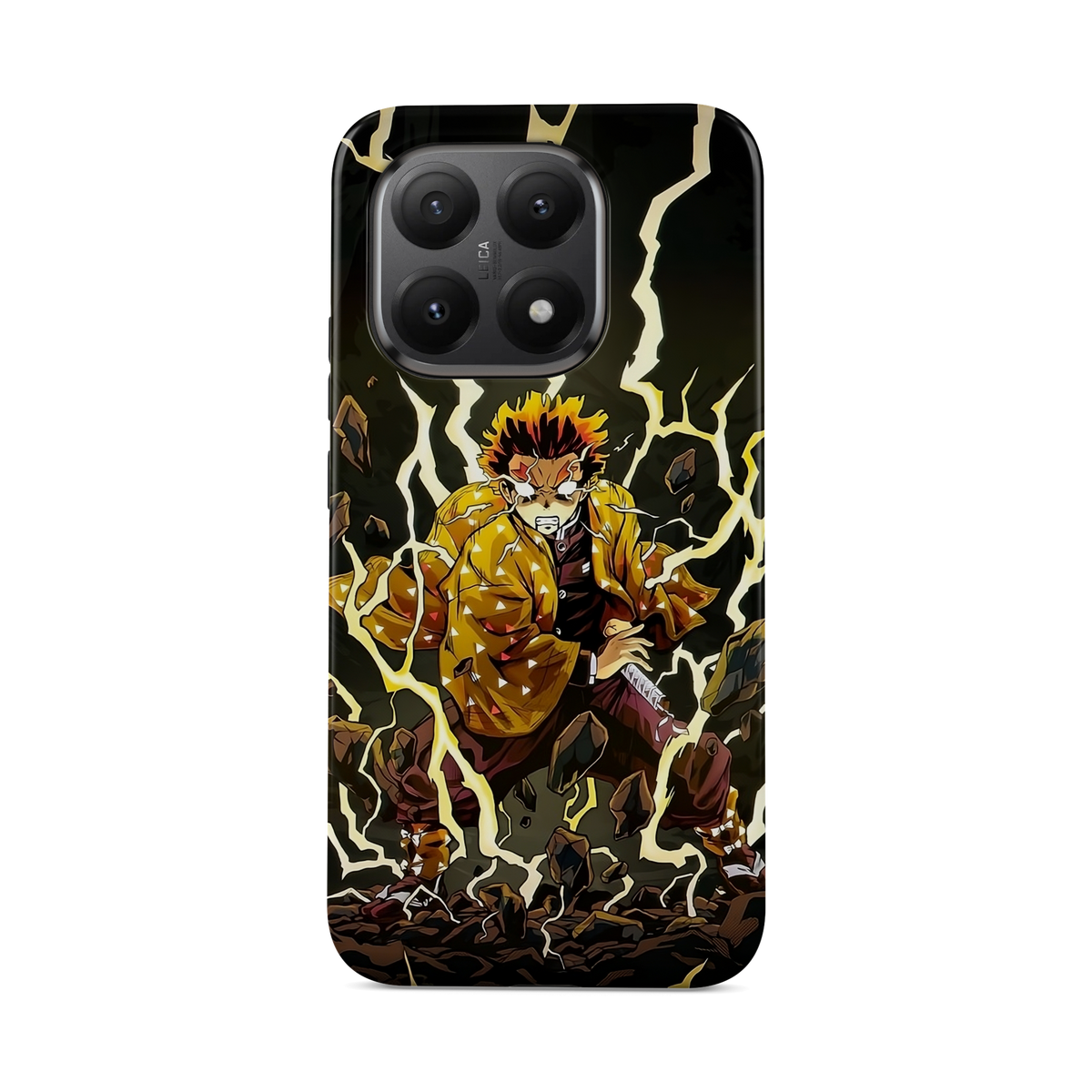 Xiaomi 15T | Electrifying | Zenitsu Agatsuma phone case, front view.